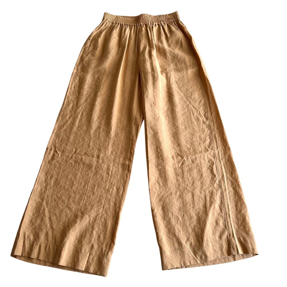 For The Republic Wide-Leg Linen-Feel Pants in Camel